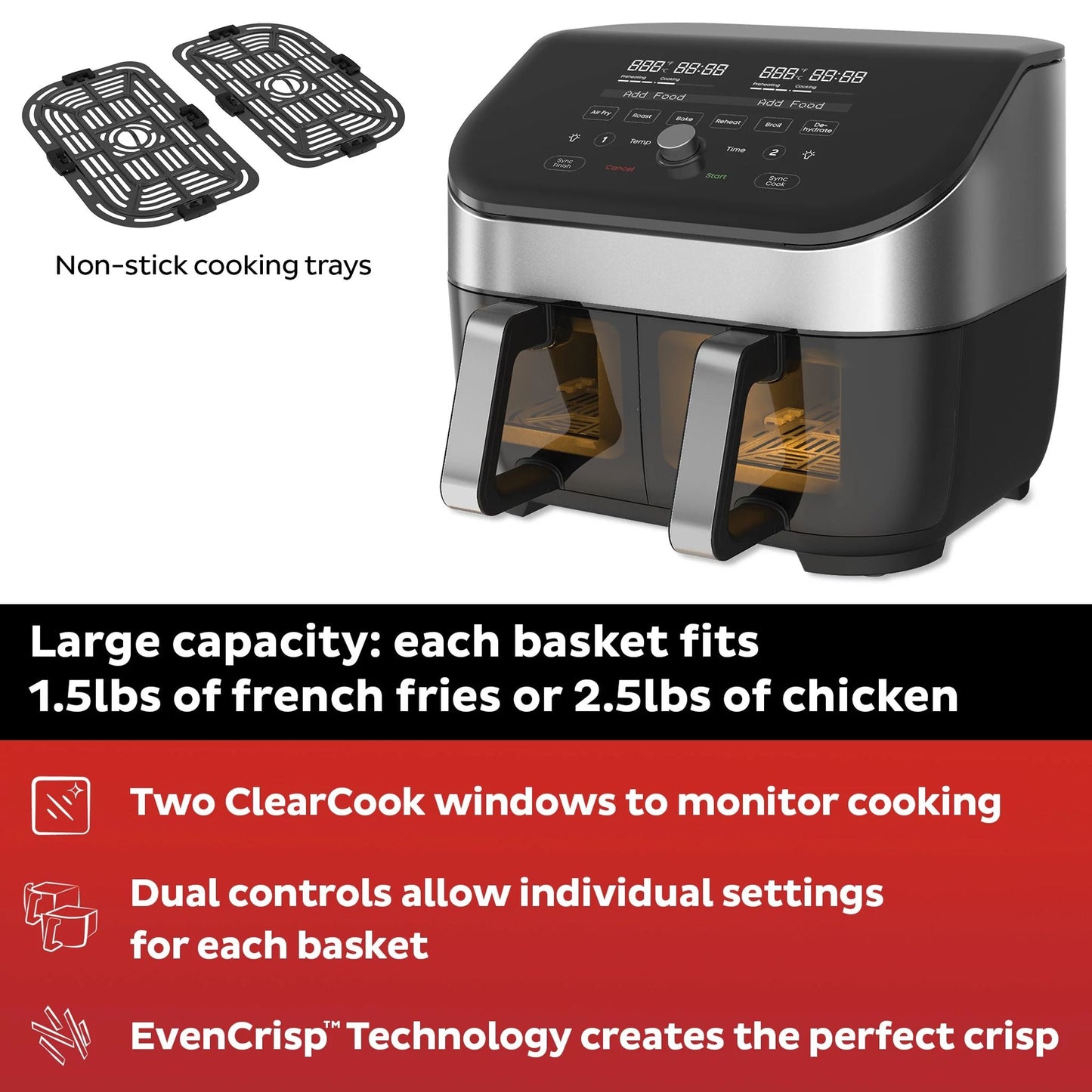 Instant Pot® Vortex® Plus Dual 8QT Stainless Steel Air Fryer with ClearCook
