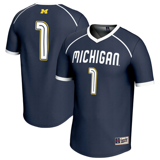 #1 Michigan Wolverines GameDay Greats Unisex Lightweight Women's Lacrosse Fashion Jersey  - Navy