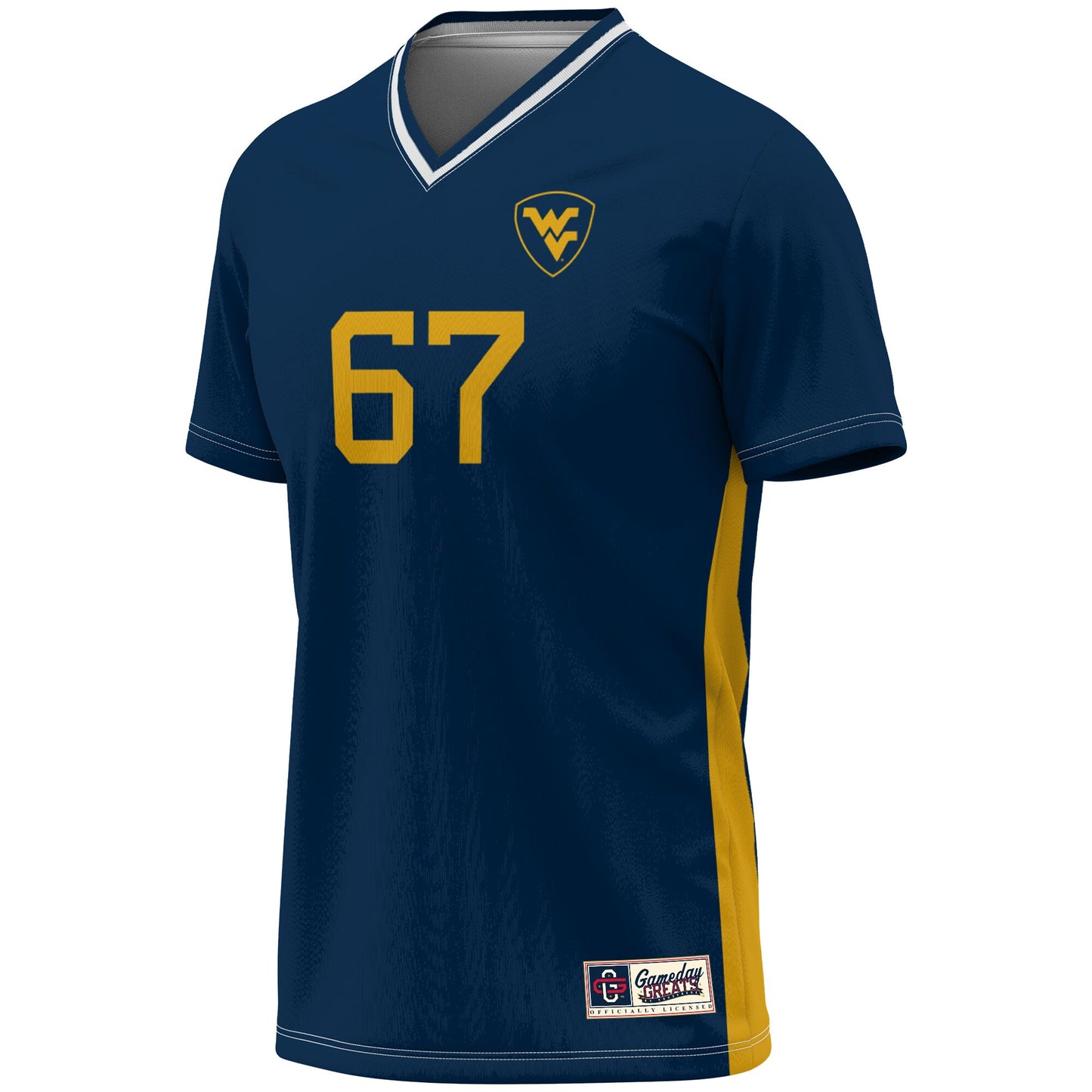 #67 West Virginia Mountaineers GameDay Greats Youth Lightweight Women's Soccer Fashion Jersey - Gold