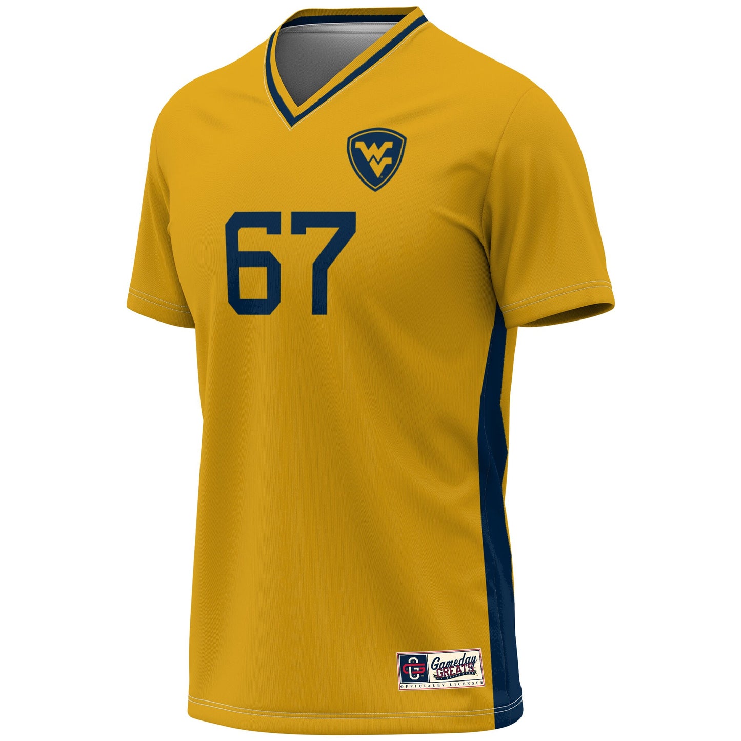 #67 West Virginia Mountaineers GameDay Greats Youth Lightweight Women's Soccer Fashion Jersey - Gold