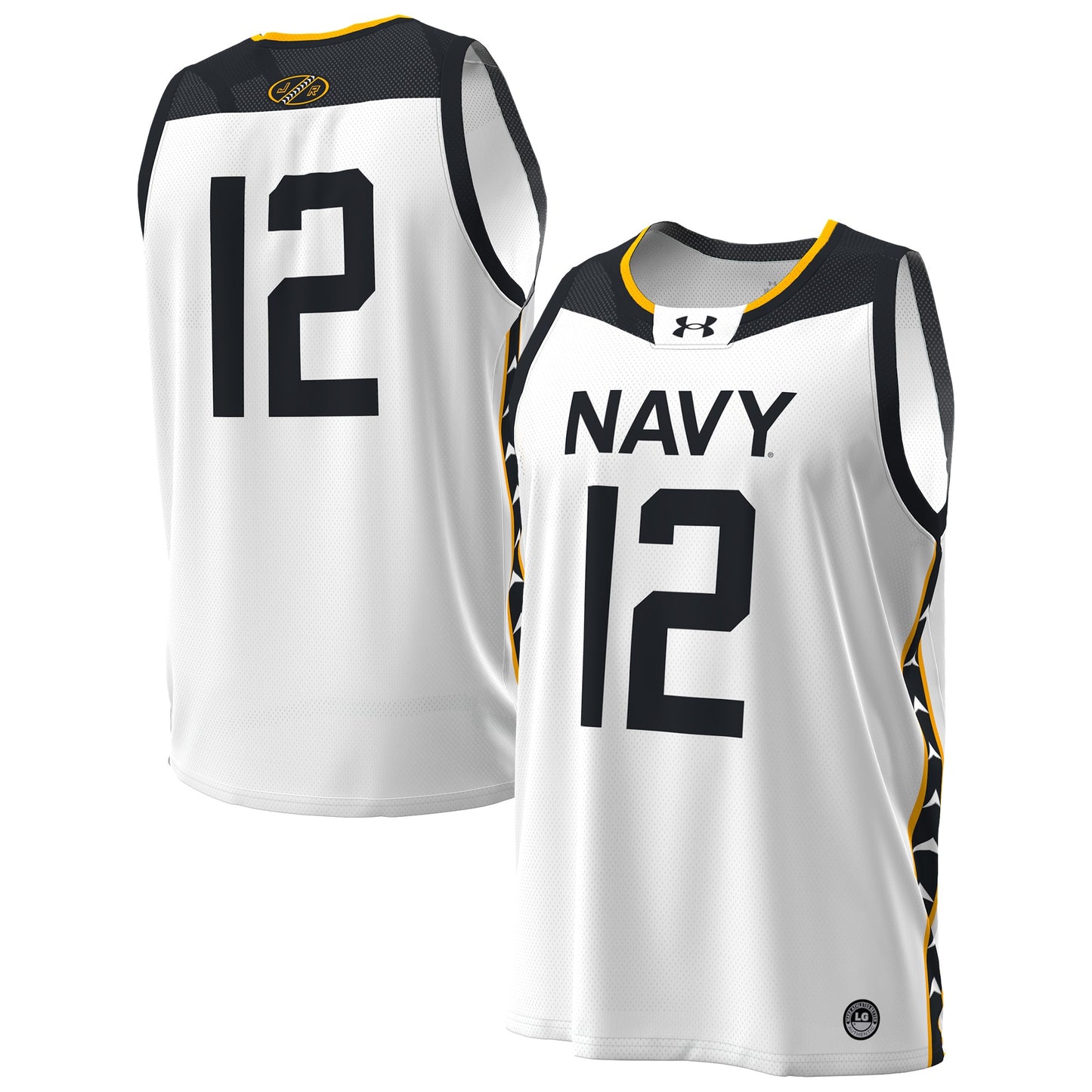 #12 Navy Midshipmen Under Armour Jolly Rogers Alternate Replica Basketball Jersey - White