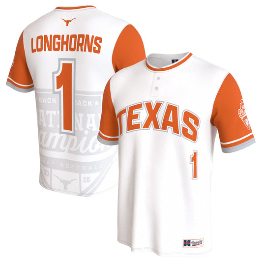 Texas Longhorns GameDay Greats Youth 2026 NCAA Softball National Champions Lightweight Commemorative Softball Jersey - White