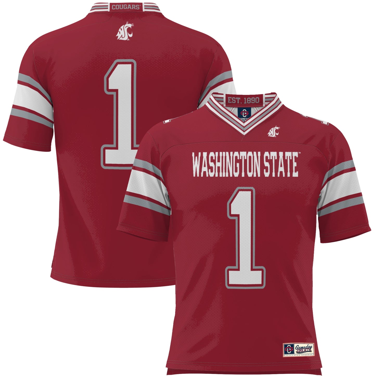 #1 Washington State Cougars GameDay Greats Youth Endzone Football Jersey - White