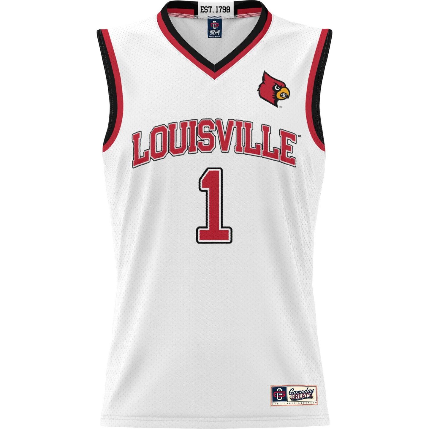 #1 Louisville Cardinals GameDay Greats Unisex Lightweight Basketball Jersey - White