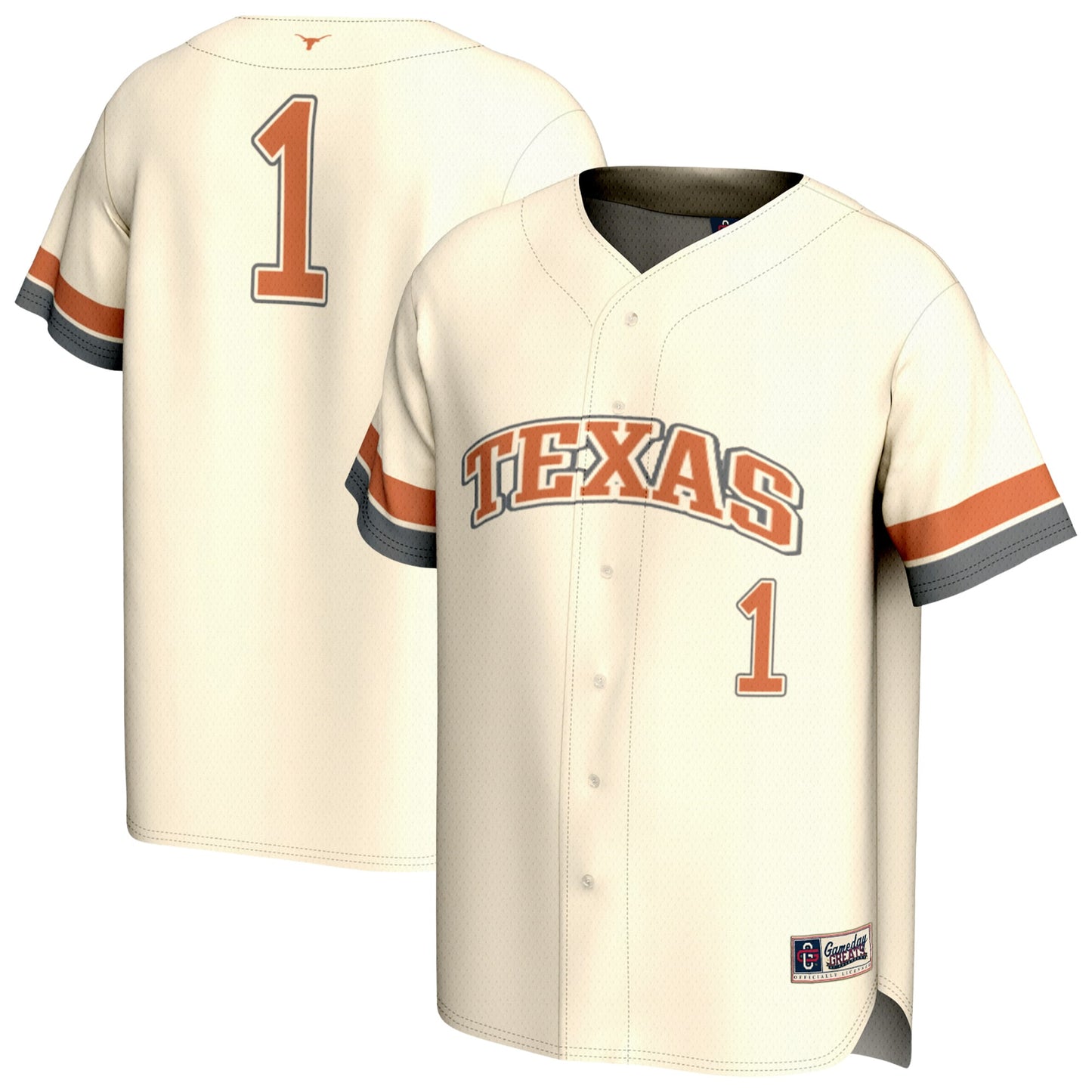 Texas Longhorns GameDay Greats Youth Lightweight Collegiate Baseball Fashion Jersey - Gray