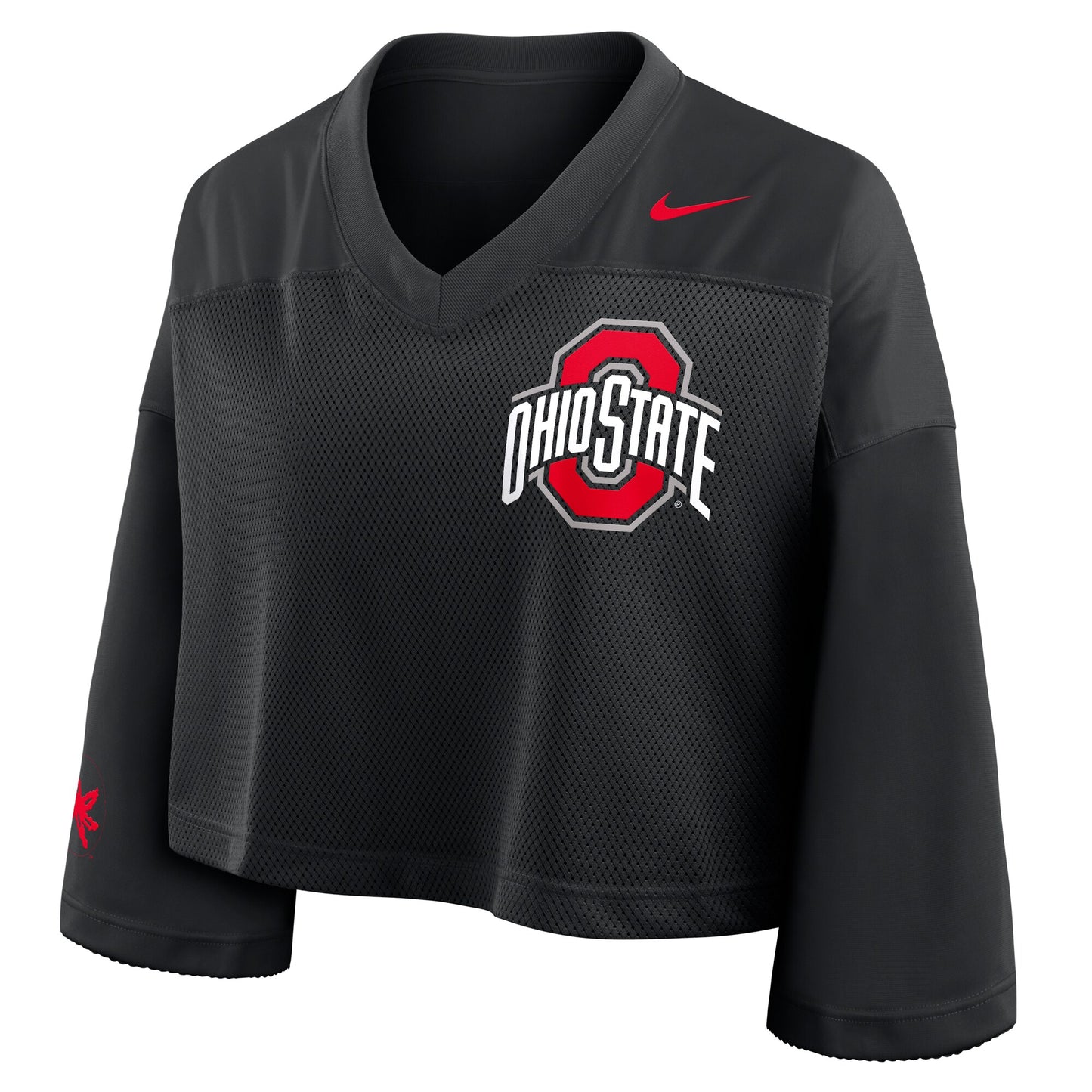 Ohio State Buckeyes Nike Women's Cropped Mesh Dri-FIT Fashion Jersey - Black