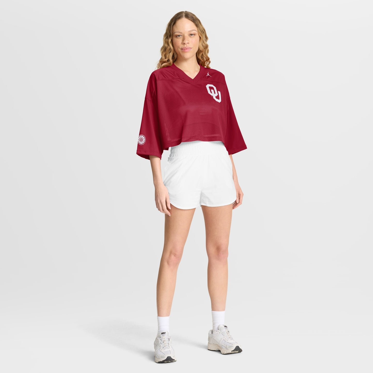 Oklahoma Sooners Jordan Brand Women's Cropped Mesh Dri-FIT Fashion Jersey - Crimson