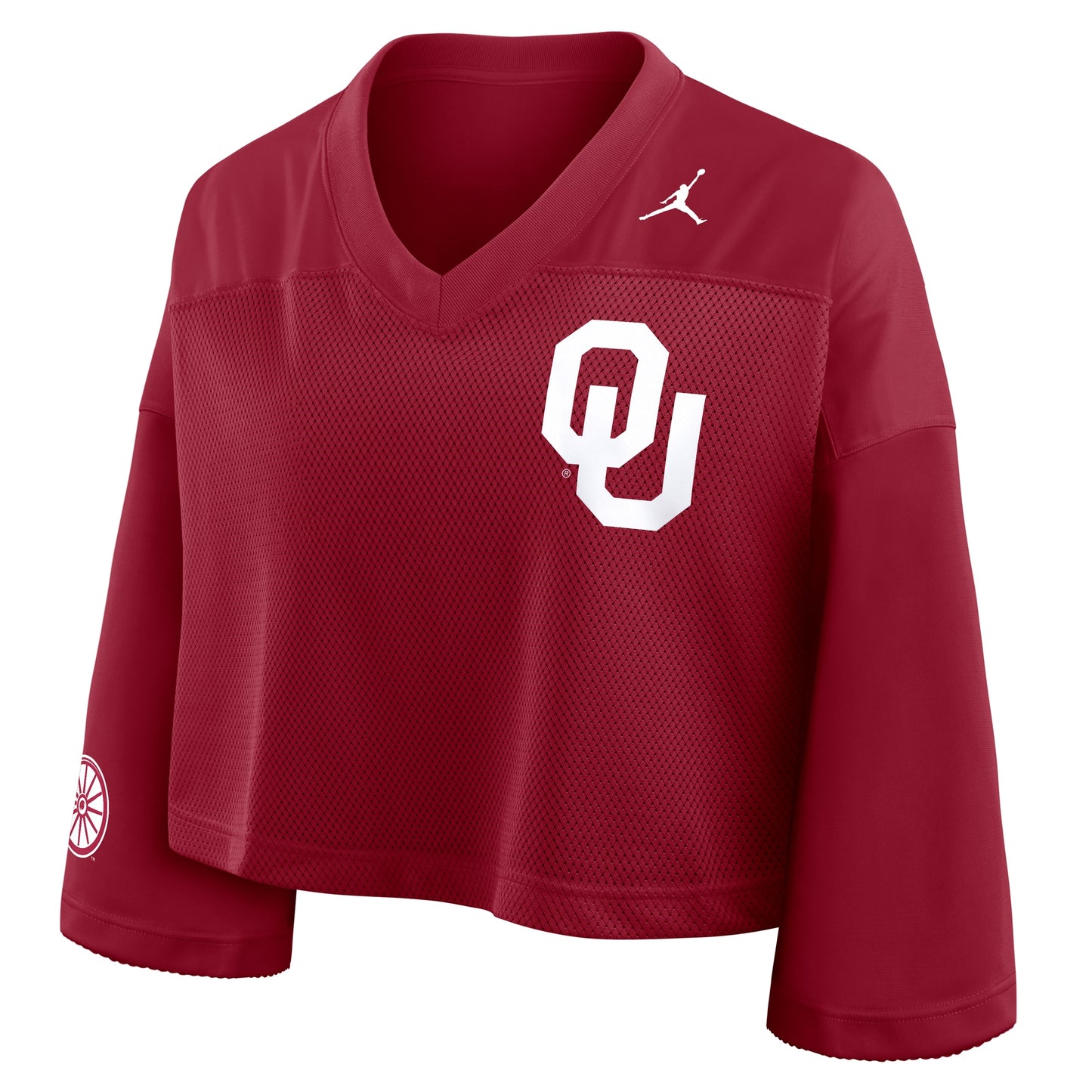 Oklahoma Sooners Jordan Brand Women's Cropped Mesh Dri-FIT Fashion Jersey - Crimson