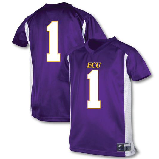 #1 ECU Pirates Garb Youth Football Jersey - Purple