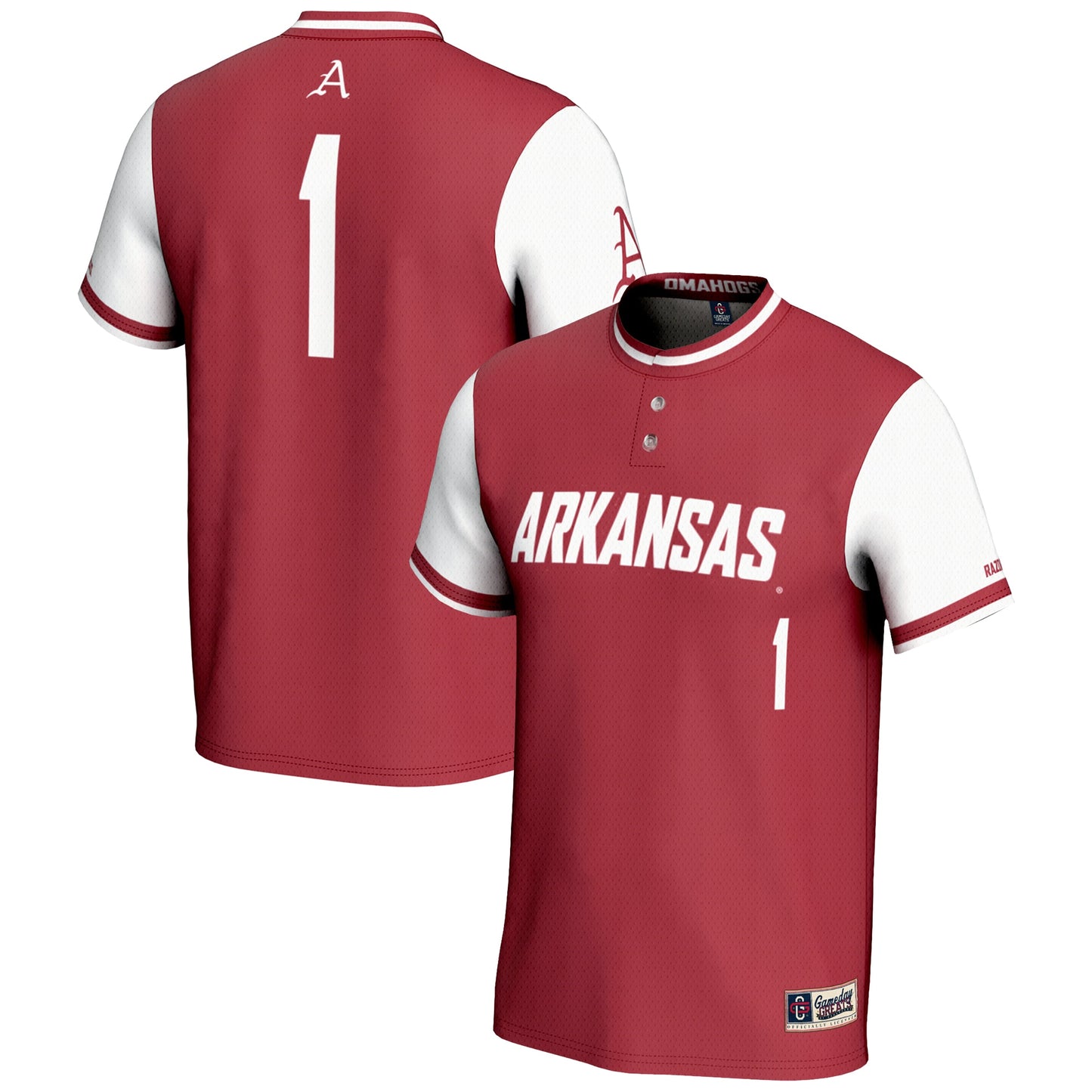 #1 Arkansas Razorbacks GameDay Greats Youth Lightweight Softball Jersey - Crimson