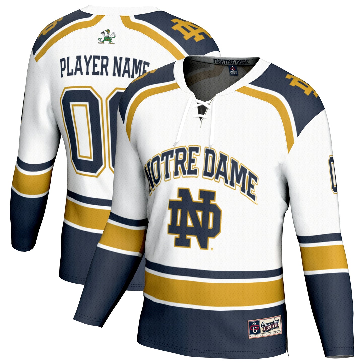 Notre Dame Fighting Irish GameDay Greats Youth Lightweight Hockey NIL Pick-a-Player Fashion Jersey - White
