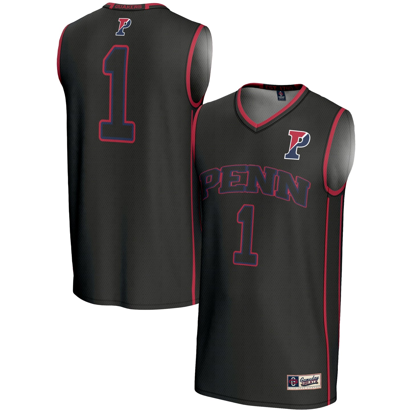 #1 Pennsylvania Quakers GameDay Greats Youth Lightweight Basketball Jersey - Black