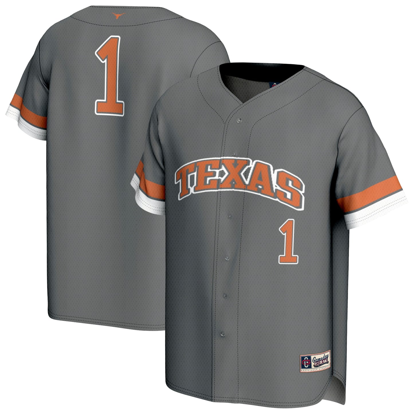Texas Longhorns GameDay Greats Youth Lightweight Collegiate Baseball Fashion Jersey - Gray