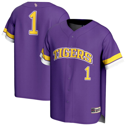 #1 LSU Tigers GameDay Greats Unisex Lightweight Collegiate Baseball Fashion Jersey - Purple