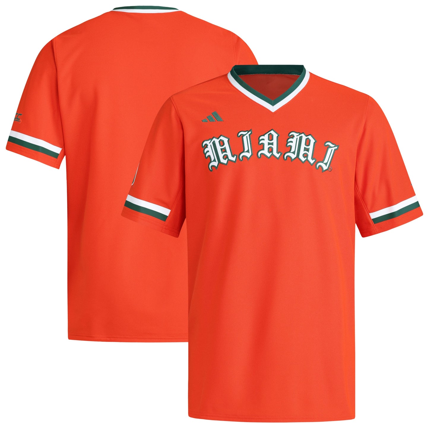 Miami Hurricanes adidas V-Neck Baseball Jersey - Black