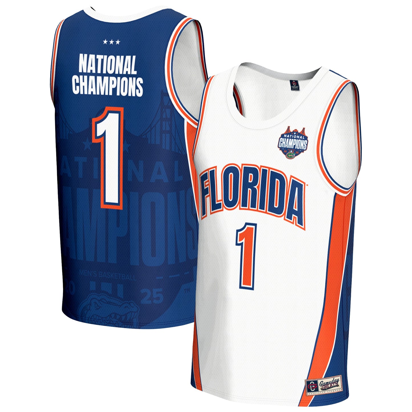 Florida Gators GameDay Greats Unisex 2025 NCAA Men's Basketball National Champions Commemorative Fashion Jersey - White