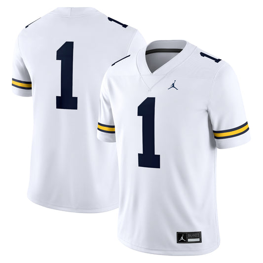 #1 Michigan Wolverines Jordan Brand Game Jersey - White