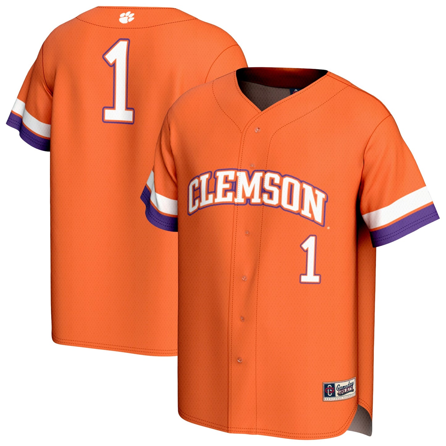#1 Clemson Tigers GameDay Greats Unisex Lightweight Collegiate Baseball Fashion Jersey - Orange