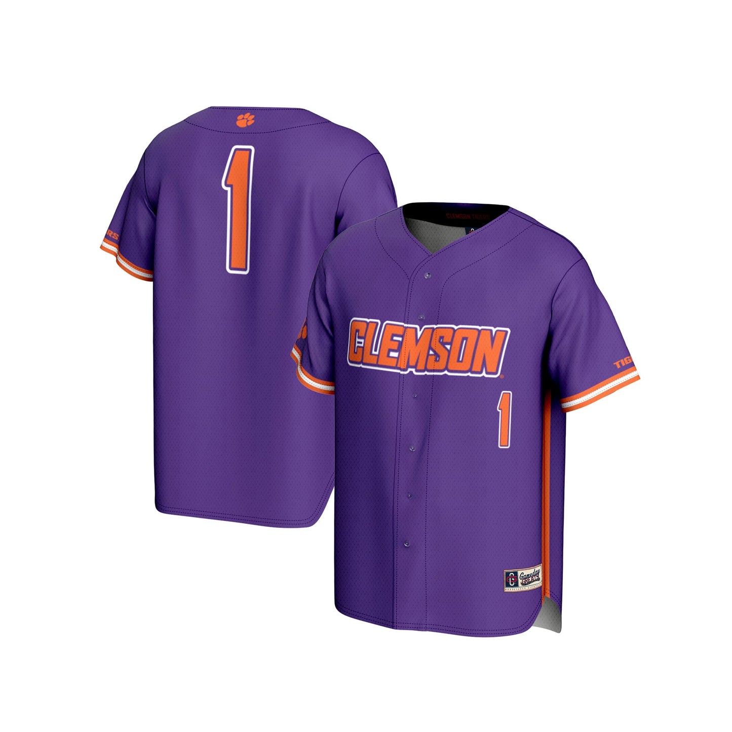 #1 Clemson Tigers GameDay Greats Youth Lightweight Baseball Fashion Jersey - White