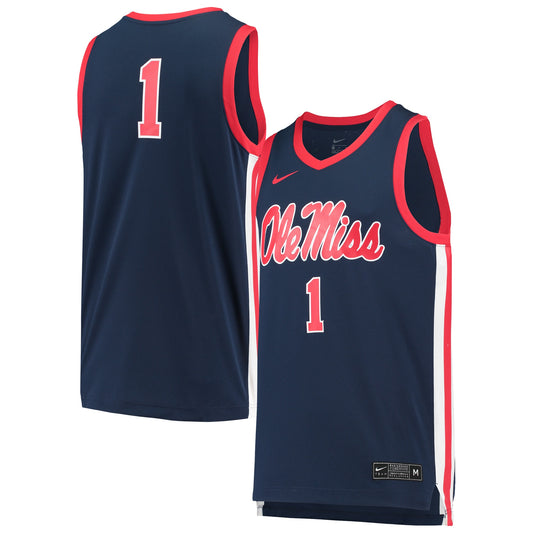#1 Ole Miss Rebels Nike Replica Basketball Jersey - Navy