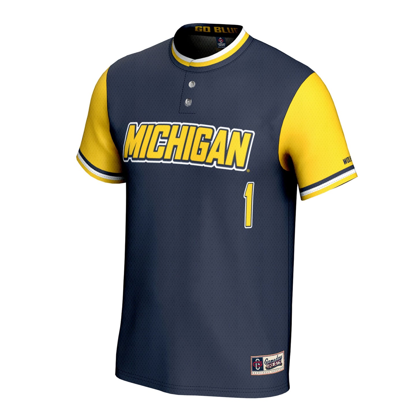 Michigan Wolverines GameDay Greats Unisex Lightweight Collegiate Softball Fashion Jersey - Navy