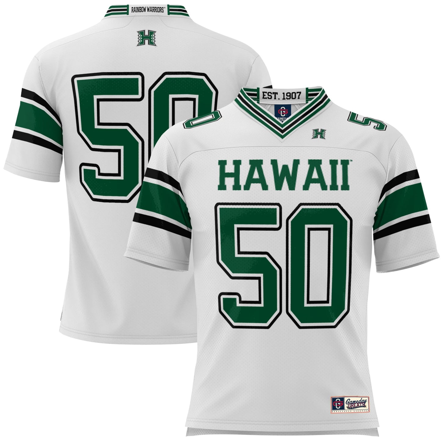 #50 Hawaii Rainbow Warriors GameDay Greats Youth Football Jersey - Black
