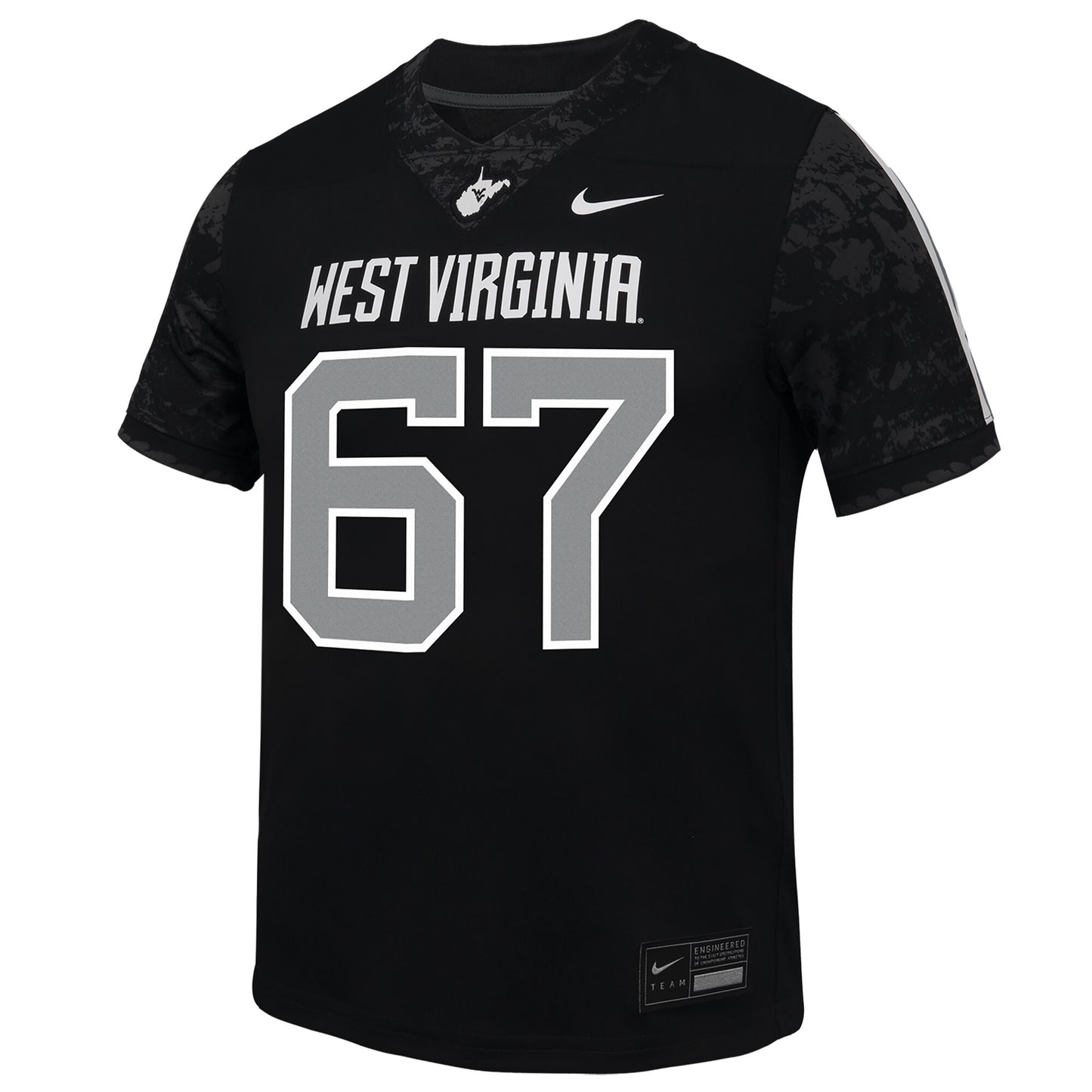 #67 West Virginia Mountaineers Nike Youth Untouchable Replica Game Jersey - Black