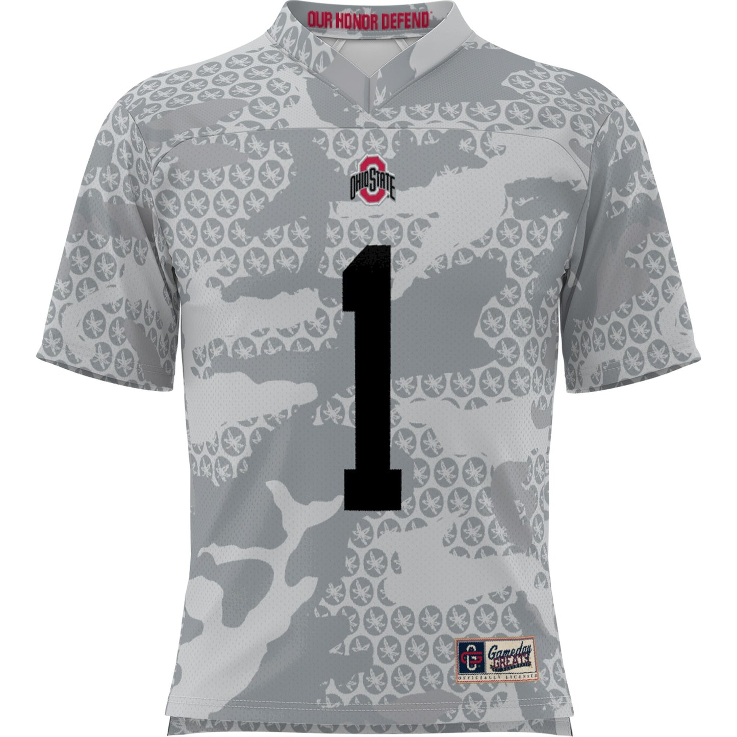 #1 Ohio State Buckeyes GameDay Greats Camo Football Jersey - Scarlet