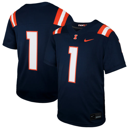 #1 Illinois Fighting Illini Nike Youth  Untouchable Replica Game Jersey - Navy