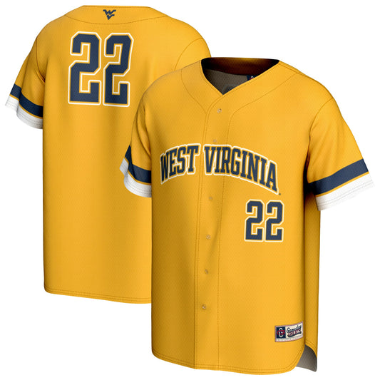 West Virginia Mountaineers GameDay Greats Youth Pick-A-Player Lightweight Baseball Fashion Jersey - Gold