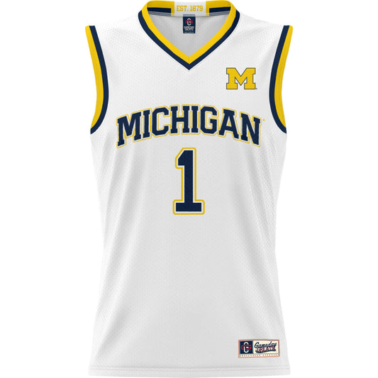 #1 Michigan Wolverines GameDay Greats Youth Lightweight Basketball Jersey - White