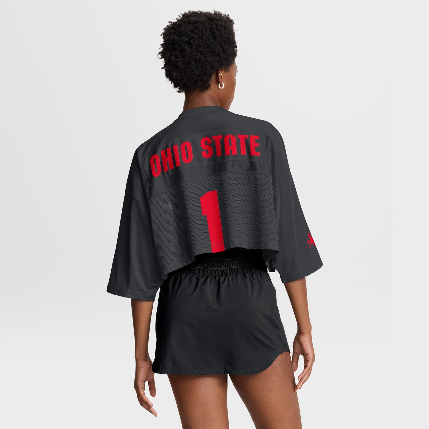 Ohio State Buckeyes Nike Women's Cropped Mesh Dri-FIT Fashion Jersey - Black