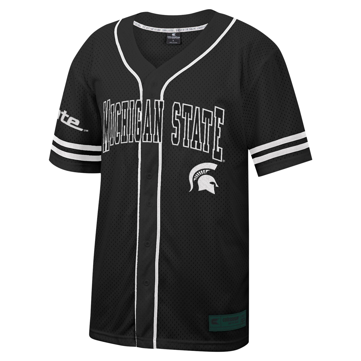 Michigan State Spartans Colosseum Free Spirited Mesh Button-Up Baseball Jersey - Black