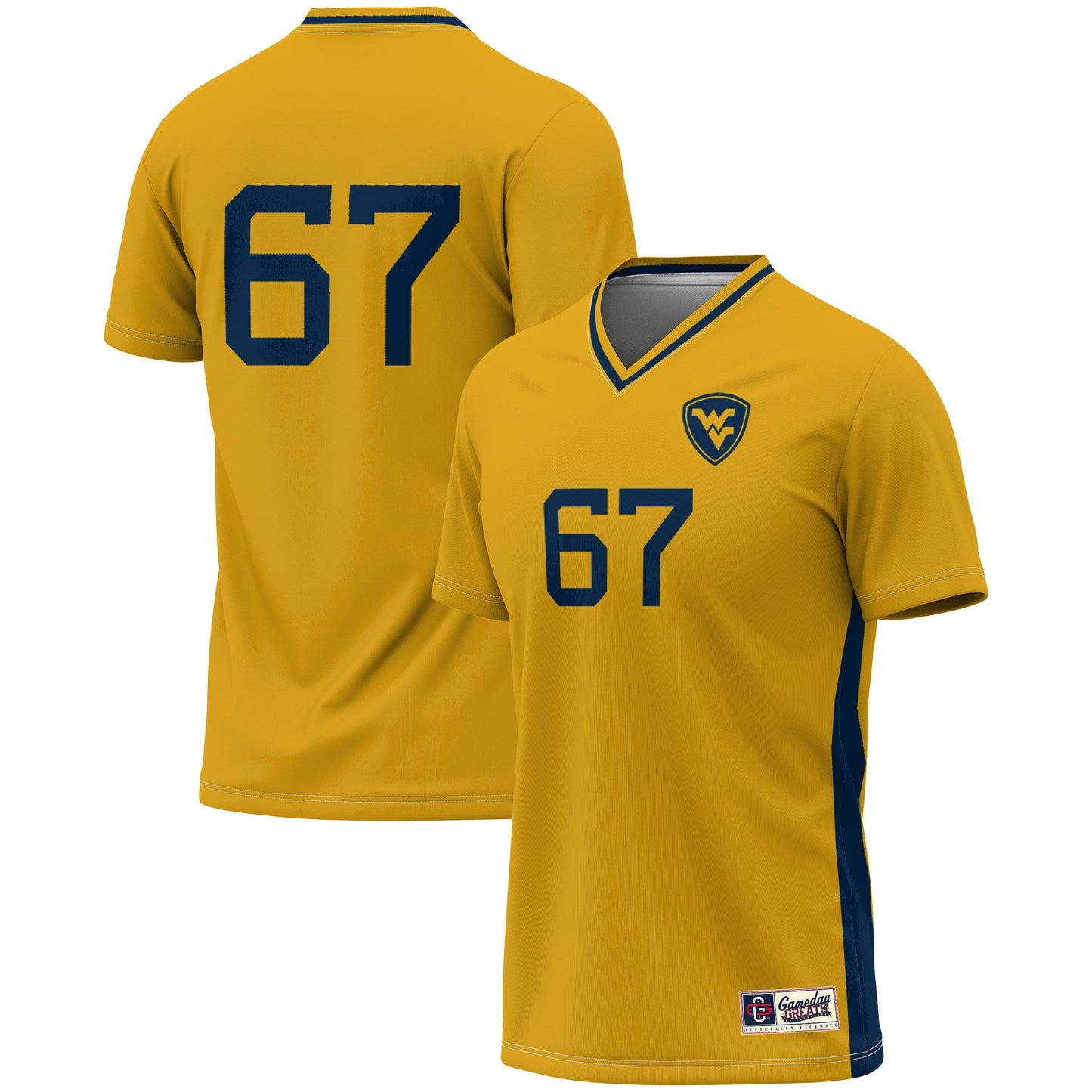 #67 West Virginia Mountaineers GameDay Greats Youth Lightweight Women's Soccer Fashion Jersey - Gold