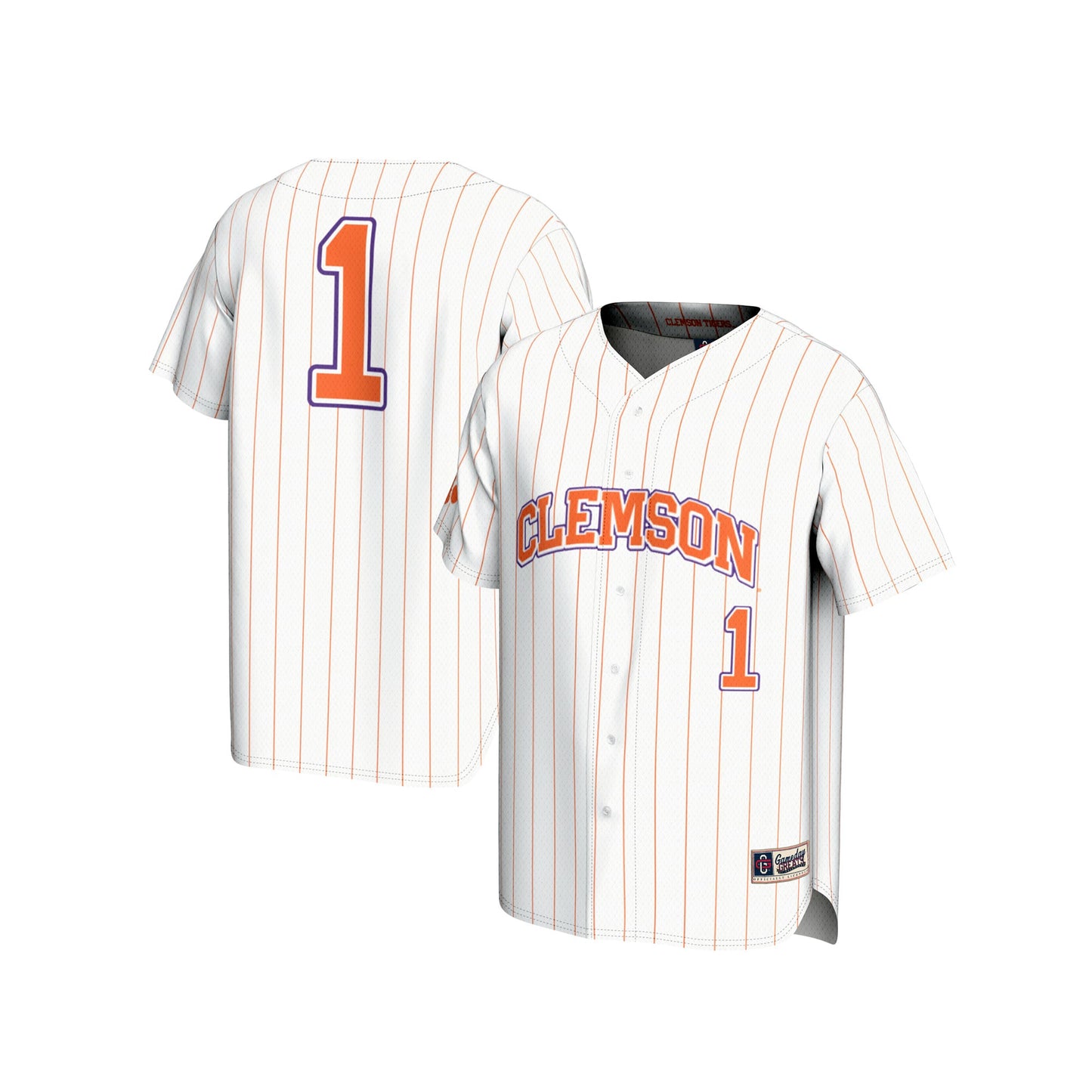 #1 Clemson Tigers GameDay Greats Youth Lightweight Baseball Fashion Jersey - White