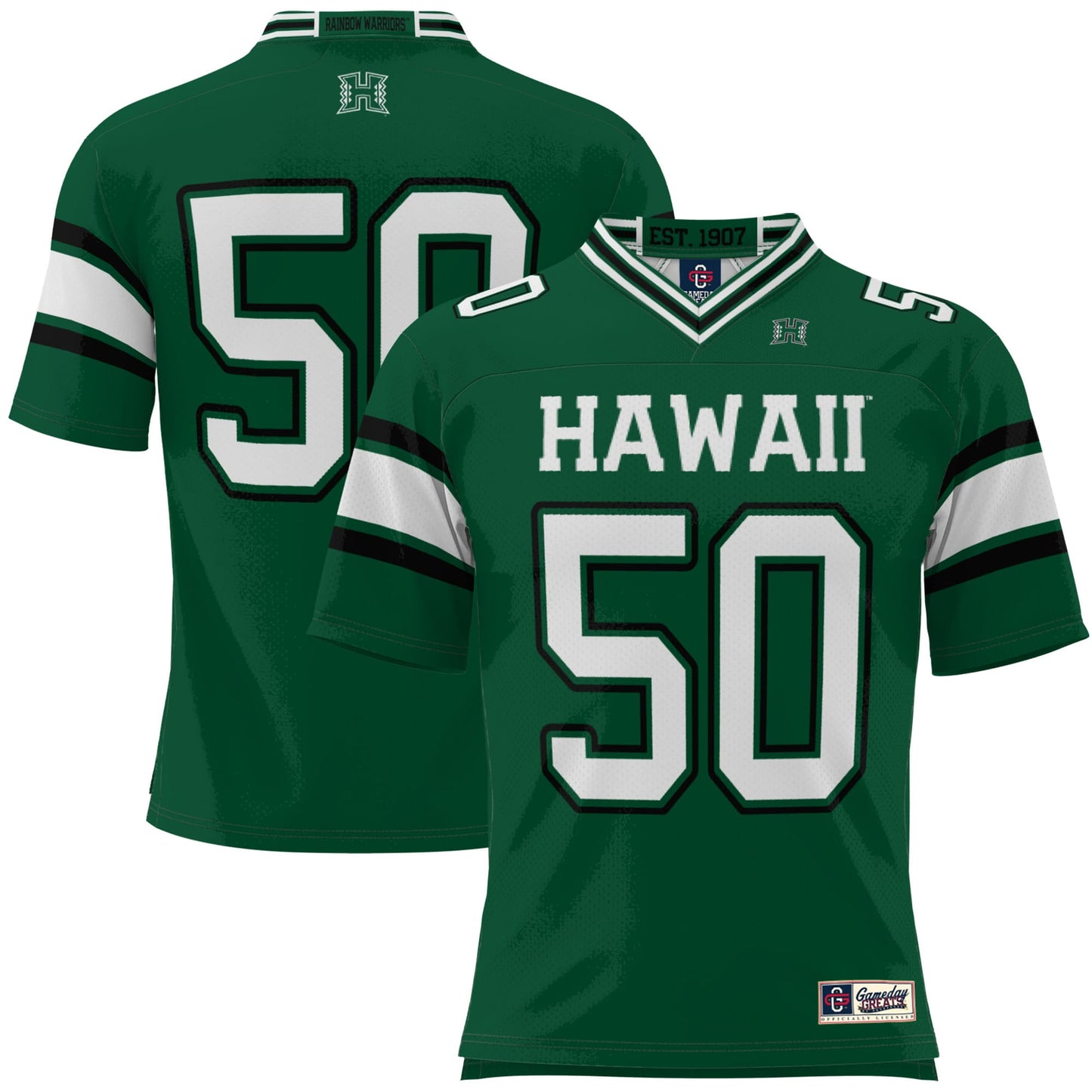 #50 Hawaii Rainbow Warriors GameDay Greats Youth Football Jersey - Black