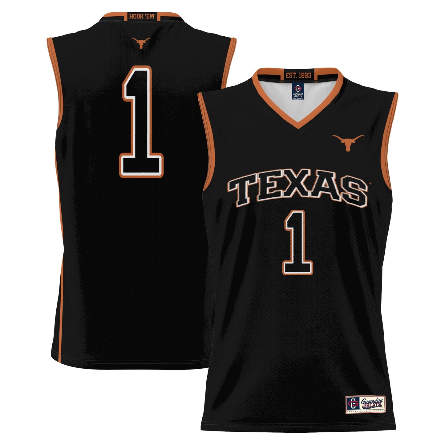 #1 Texas Longhorns GameDay Greats Youth Lightweight Replica Basketball Jersey - Black