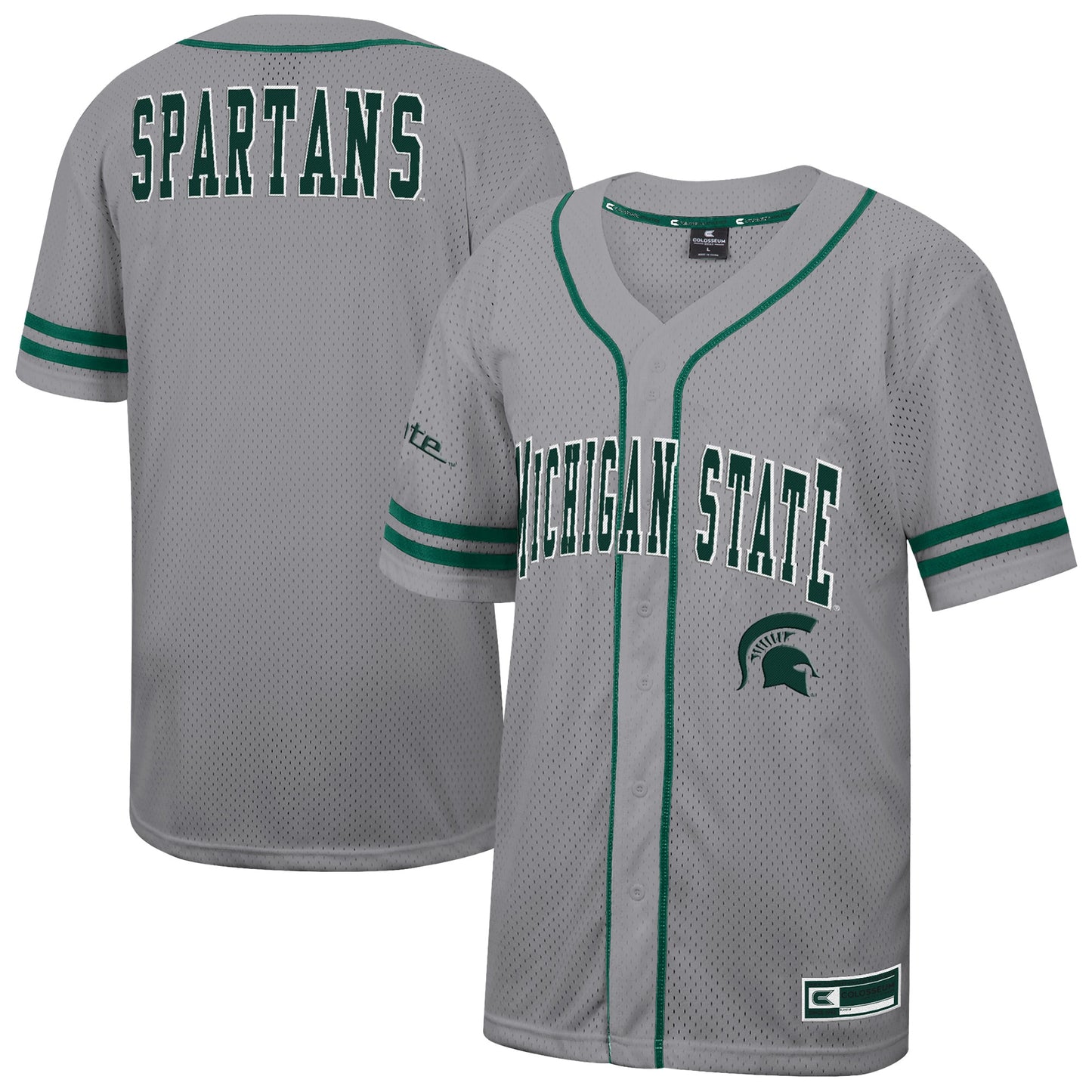 Michigan State Spartans Colosseum Free Spirited Baseball Jersey - Gray