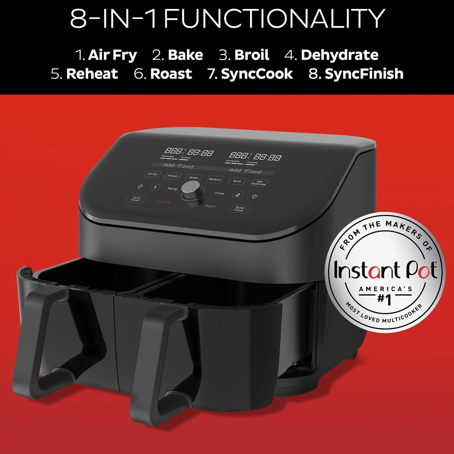Instant Pot® Vortex® Plus Dual Black 8QT Air Fryer with ClearCook