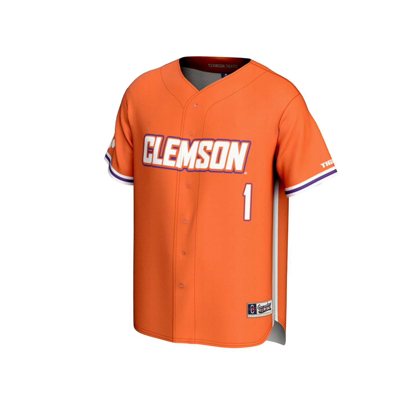 #1 Clemson Tigers GameDay Greats Youth Lightweight Baseball Fashion Jersey - White