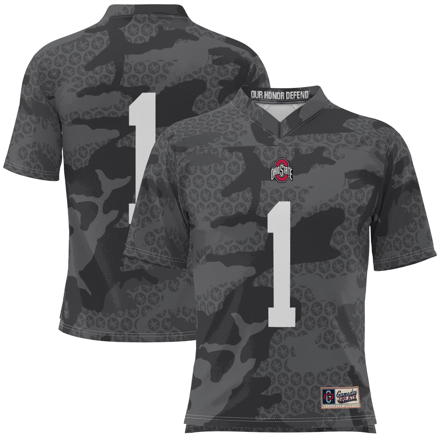 #1 Ohio State Buckeyes GameDay Greats Camo Football Jersey - Scarlet