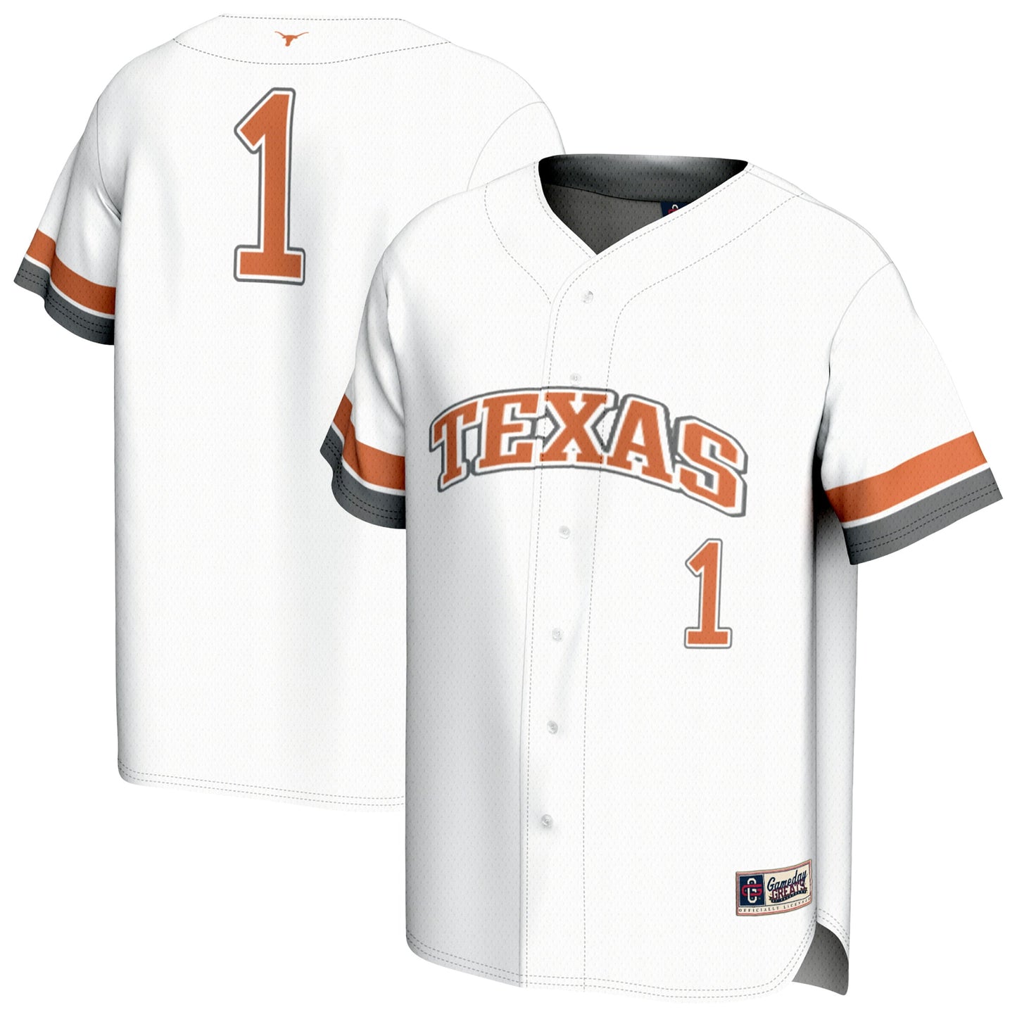 Texas Longhorns GameDay Greats Youth Lightweight Collegiate Baseball Fashion Jersey - Gray