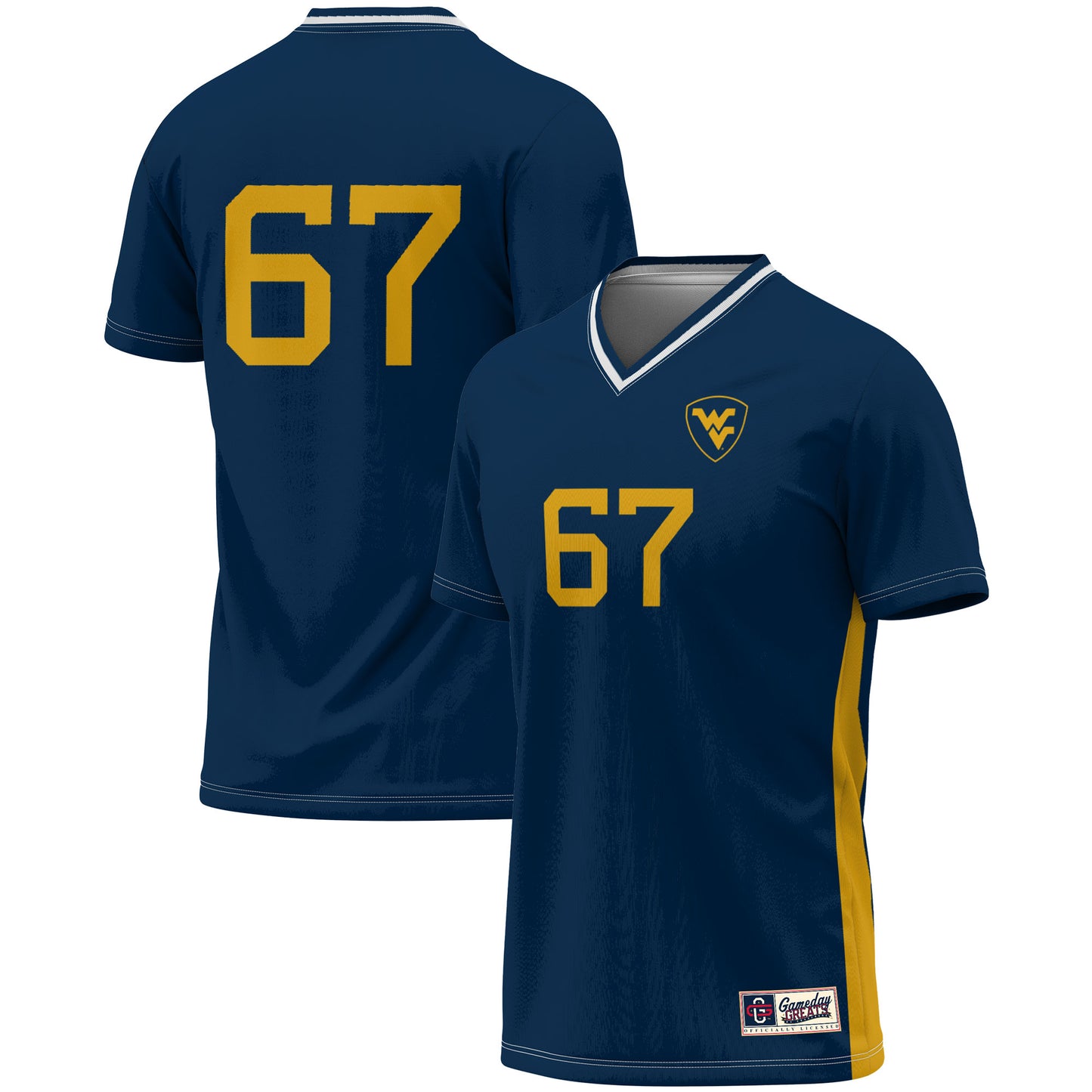 #67 West Virginia Mountaineers GameDay Greats Youth Lightweight Women's Soccer Fashion Jersey - Gold