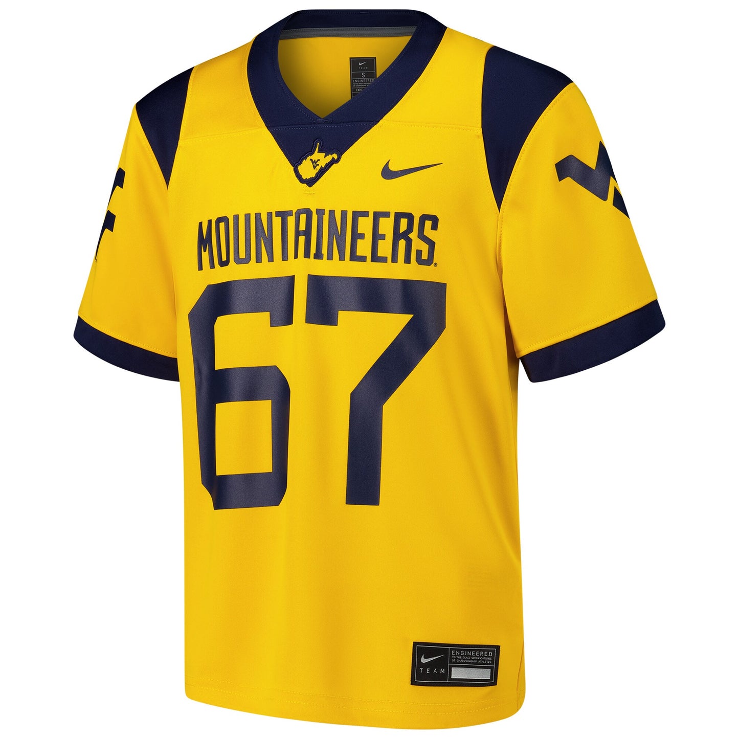 #67 West Virginia Mountaineers Nike Youth Alternate Game Jersey - Gold