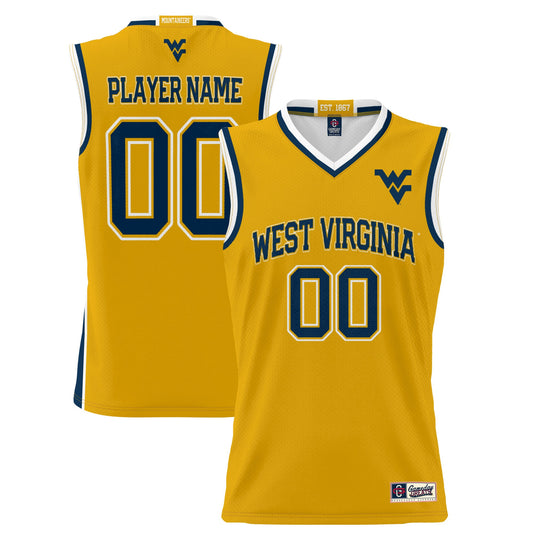 West Virginia Mountaineers GameDay Greats Unisex  Lightweight NIL Pick-A-Player Women's Basketball Jersey - Gold