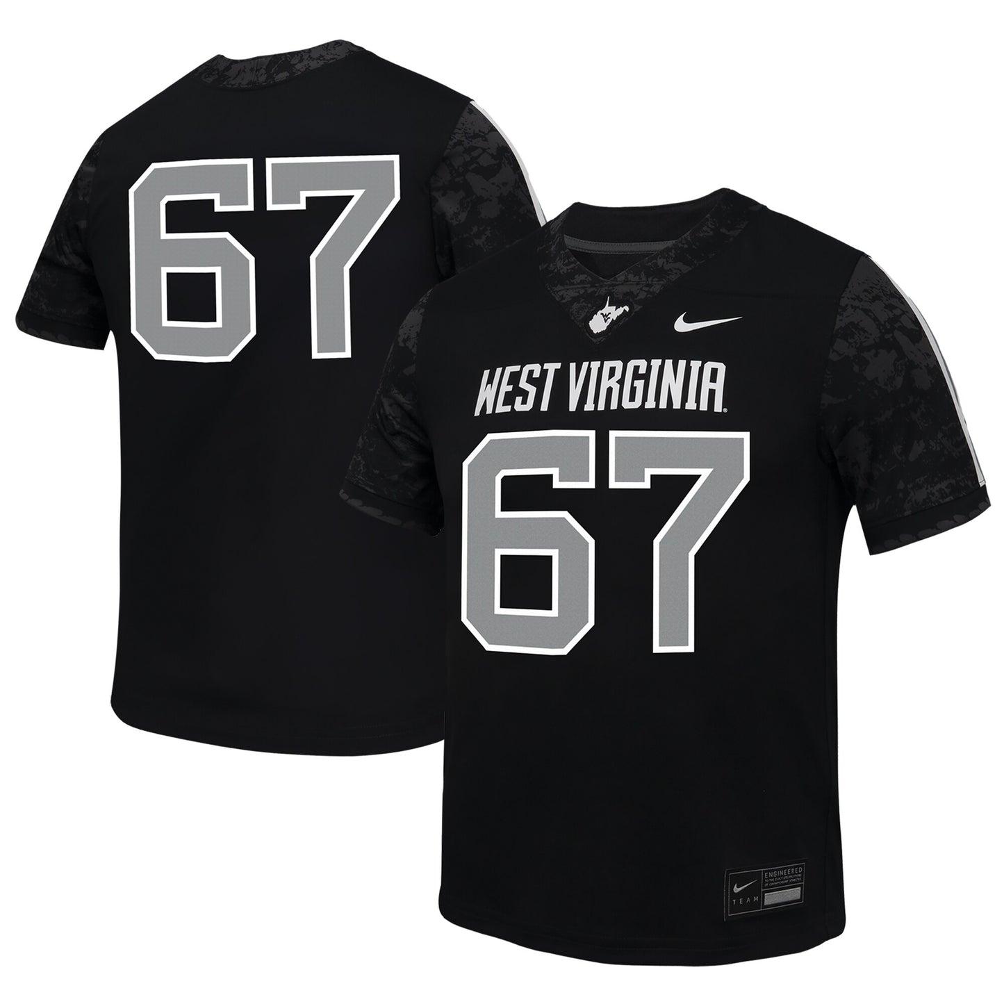#67 West Virginia Mountaineers Nike Youth Untouchable Replica Game Jersey - Black