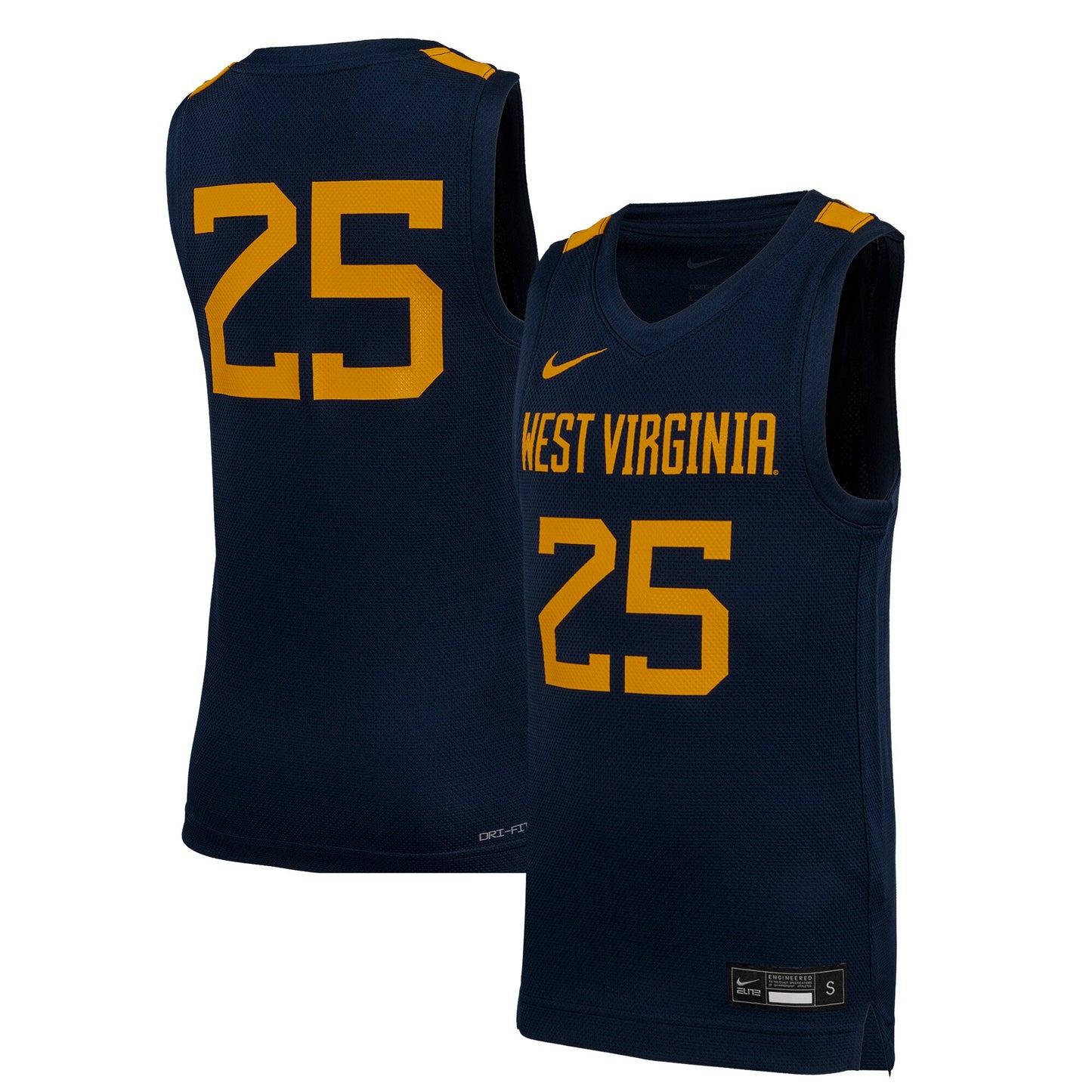 #25 West Virginia Mountaineers Nike Youth Replica Basketball Jersey - Navy