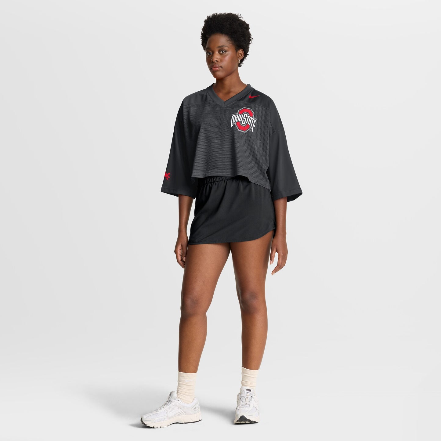 Ohio State Buckeyes Nike Women's Cropped Mesh Dri-FIT Fashion Jersey - Black