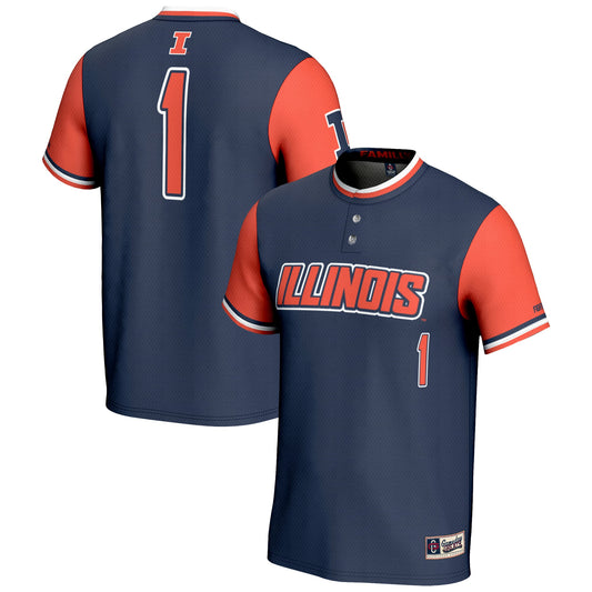 #1 Illinois Fighting Illini GameDay Greats Unisex Lightweight Softball Jersey - Navy