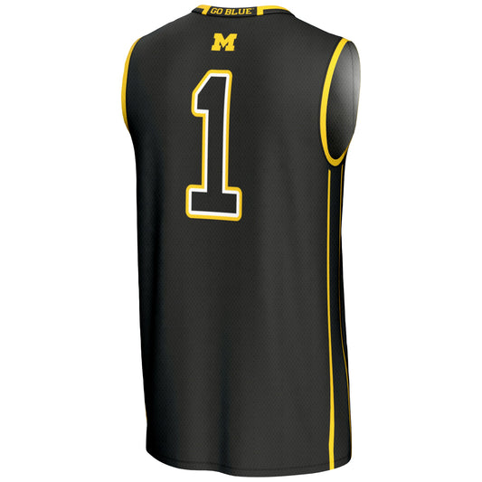 #1 Michigan Wolverines GameDay Greats Unisex Lightweight Basketball Jersey - Black